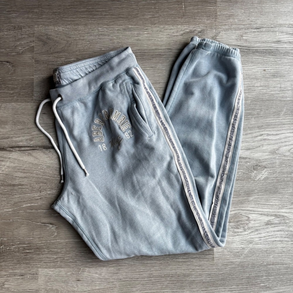 Abercrombie‎ Fitch Y2K Jogger Sweatpants Embroidered Logo Side Stripe Sz M
